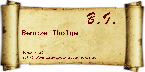 Bencze Ibolya névjegykártya